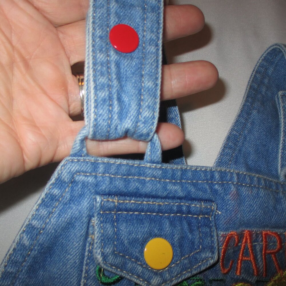 2 pair Y2K Sesame Street ELMO Denim Overalls Sz 4T - Picture 14 of 15